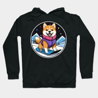 Shiba Inu Ready for Snowboarding Hoodie